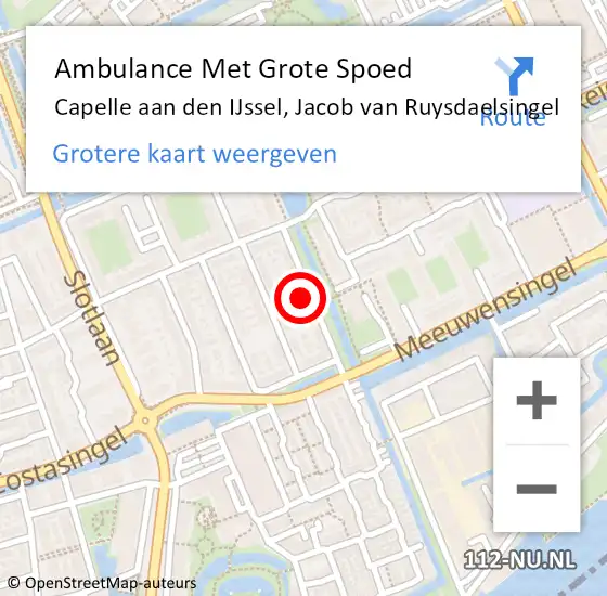 Locatie op kaart van de 112 melding: Ambulance Met Grote Spoed Naar Capelle aan den IJssel, Jacob van Ruysdaelsingel op 13 augustus 2023 02:17