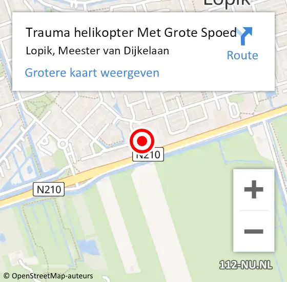 Locatie op kaart van de 112 melding: Trauma helikopter Met Grote Spoed Naar Lopik, Meester van Dijkelaan op 13 augustus 2023 02:18