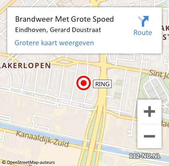 Locatie op kaart van de 112 melding: Brandweer Met Grote Spoed Naar Eindhoven, Gerard Doustraat op 13 augustus 2023 02:50