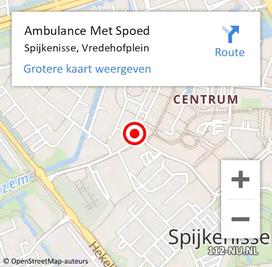 Locatie op kaart van de 112 melding: Ambulance Met Spoed Naar Spijkenisse, Vredehofplein op 13 augustus 2023 03:21