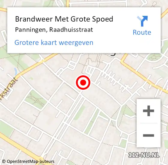 Locatie op kaart van de 112 melding: Brandweer Met Grote Spoed Naar Panningen, Raadhuisstraat op 13 augustus 2023 05:29