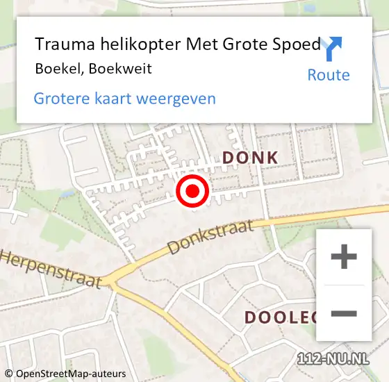 Locatie op kaart van de 112 melding: Trauma helikopter Met Grote Spoed Naar Boekel, Boekweit op 13 augustus 2023 06:43