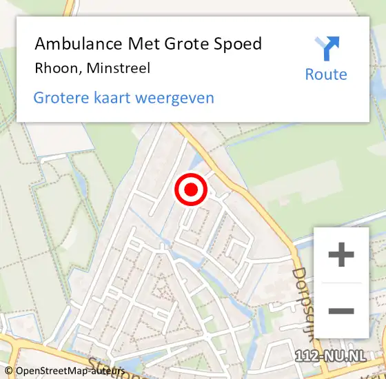 Locatie op kaart van de 112 melding: Ambulance Met Grote Spoed Naar Rhoon, Minstreel op 13 augustus 2023 07:53