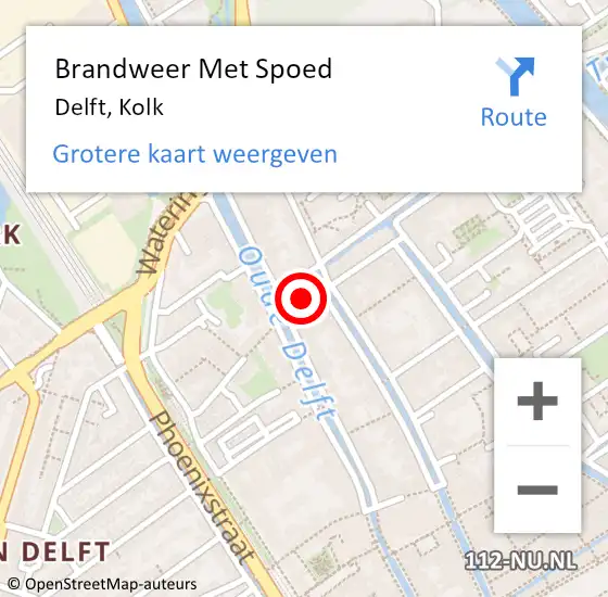 Locatie op kaart van de 112 melding: Brandweer Met Spoed Naar Delft, Kolk op 13 augustus 2023 08:02