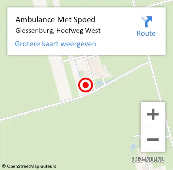 Locatie op kaart van de 112 melding: Ambulance Met Spoed Naar Giessenburg, Hoefweg West op 13 augustus 2023 09:26