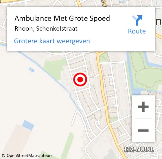 Locatie op kaart van de 112 melding: Ambulance Met Grote Spoed Naar Rhoon, Schenkelstraat op 13 augustus 2023 09:45