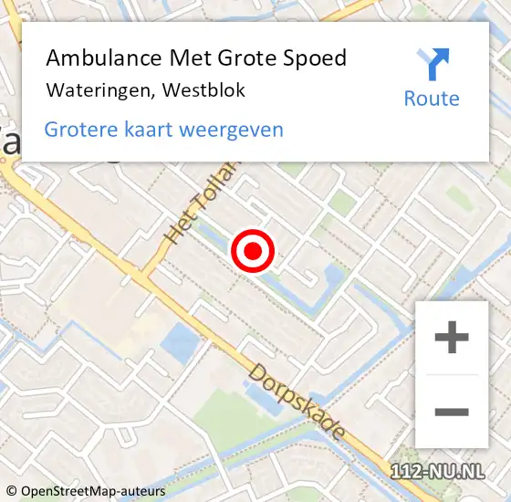 Locatie op kaart van de 112 melding: Ambulance Met Grote Spoed Naar Wateringen, Westblok op 13 augustus 2023 09:46