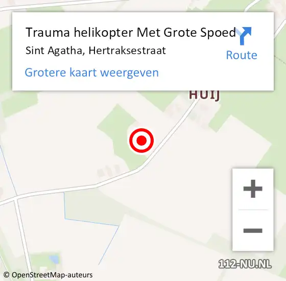 Locatie op kaart van de 112 melding: Trauma helikopter Met Grote Spoed Naar Sint Agatha, Hertraksestraat op 13 augustus 2023 09:53