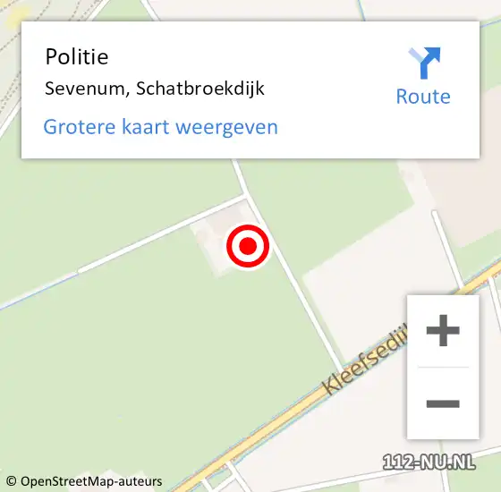Locatie op kaart van de 112 melding: Politie Sevenum, Schatbroekdijk op 13 augustus 2023 10:14
