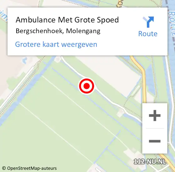 Locatie op kaart van de 112 melding: Ambulance Met Grote Spoed Naar Bergschenhoek, Molengang op 13 augustus 2023 10:23