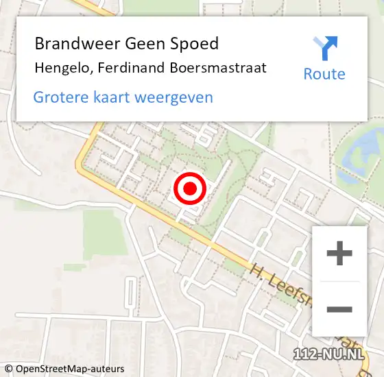 Locatie op kaart van de 112 melding: Brandweer Geen Spoed Naar Hengelo, Ferdinand Boersmastraat op 13 augustus 2023 10:34