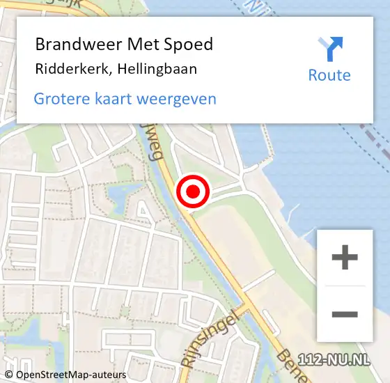 Locatie op kaart van de 112 melding: Brandweer Met Spoed Naar Ridderkerk, Hellingbaan op 13 augustus 2023 10:44