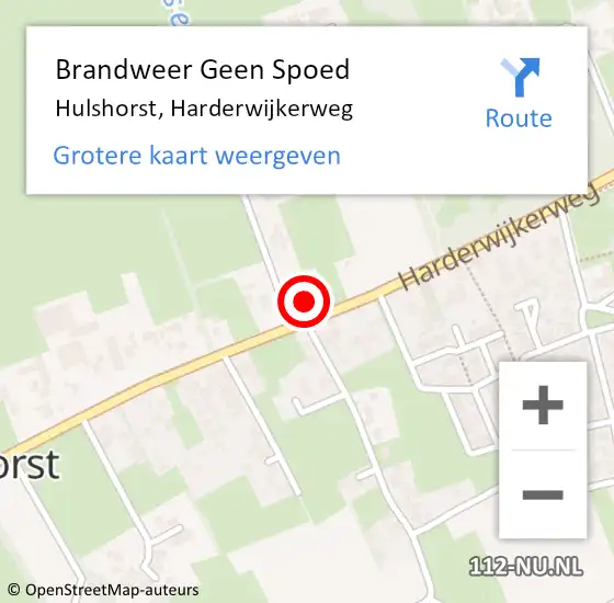 Locatie op kaart van de 112 melding: Brandweer Geen Spoed Naar Hulshorst, Harderwijkerweg op 13 augustus 2023 11:01