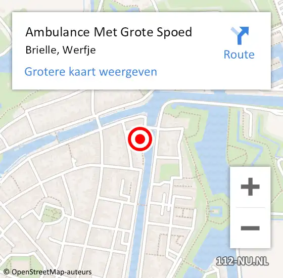 Locatie op kaart van de 112 melding: Ambulance Met Grote Spoed Naar Brielle, Werfje op 13 augustus 2023 11:18