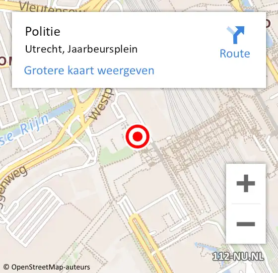 Locatie op kaart van de 112 melding: Politie Utrecht, Jaarbeursplein op 13 augustus 2023 11:34