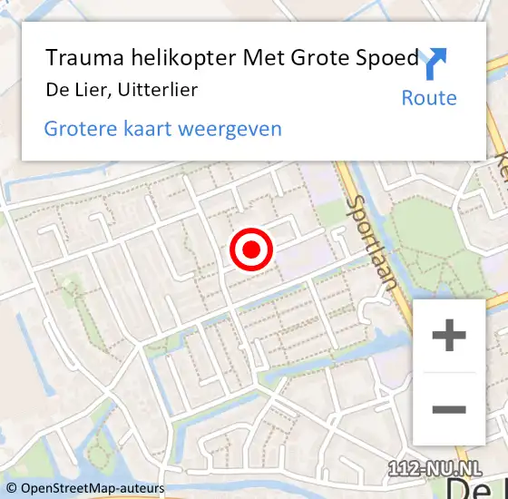 Locatie op kaart van de 112 melding: Trauma helikopter Met Grote Spoed Naar De Lier, Uitterlier op 13 augustus 2023 12:08