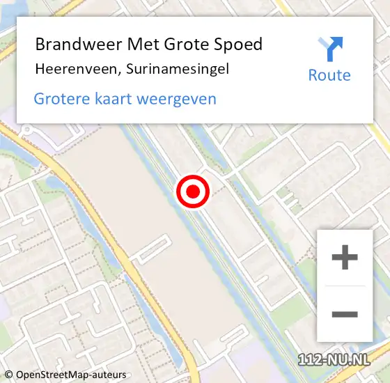 Locatie op kaart van de 112 melding: Brandweer Met Grote Spoed Naar Heerenveen, Surinamesingel op 13 augustus 2023 12:27