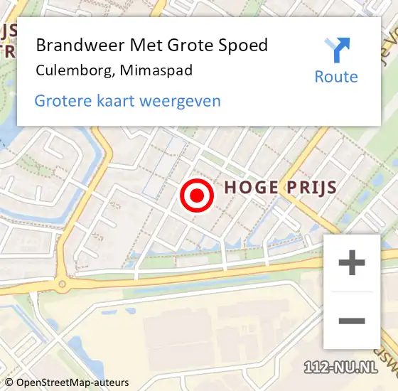 Locatie op kaart van de 112 melding: Brandweer Met Grote Spoed Naar Culemborg, Mimaspad op 13 augustus 2023 12:37