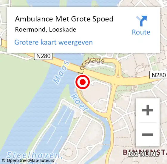 Locatie op kaart van de 112 melding: Ambulance Met Grote Spoed Naar Roermond, Looskade op 13 augustus 2023 12:41