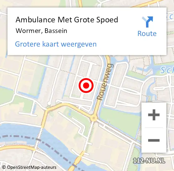 Locatie op kaart van de 112 melding: Ambulance Met Grote Spoed Naar Wormer, Bassein op 13 augustus 2023 13:23