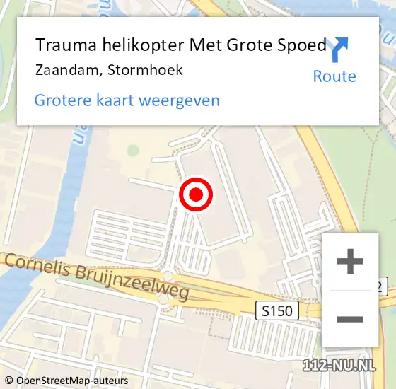 Locatie op kaart van de 112 melding: Trauma helikopter Met Grote Spoed Naar Zaandam, Stormhoek op 13 augustus 2023 13:34