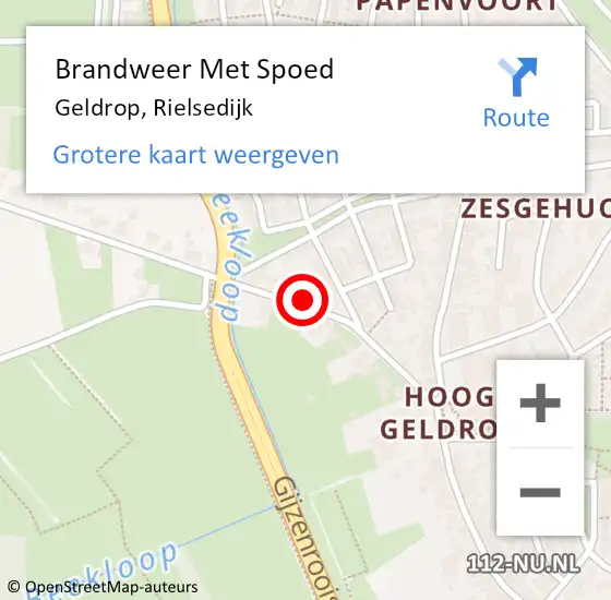 Locatie op kaart van de 112 melding: Brandweer Met Spoed Naar Geldrop, Rielsedijk op 13 augustus 2023 13:40