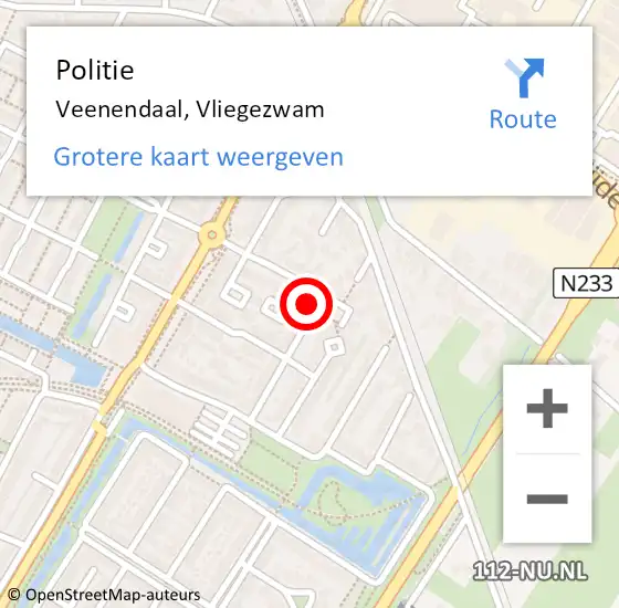 Locatie op kaart van de 112 melding: Politie Veenendaal, Vliegezwam op 13 augustus 2023 13:51