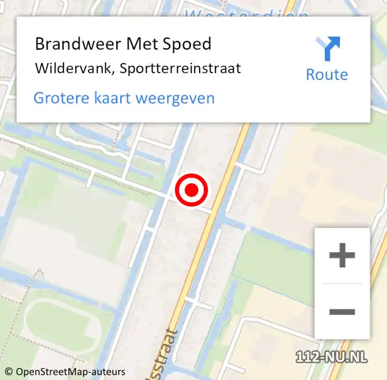 Locatie op kaart van de 112 melding: Brandweer Met Spoed Naar Wildervank, Sportterreinstraat op 13 augustus 2023 14:02