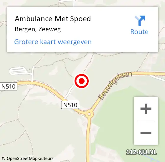 Locatie op kaart van de 112 melding: Ambulance Met Spoed Naar Bergen, Zeeweg op 13 augustus 2023 14:42