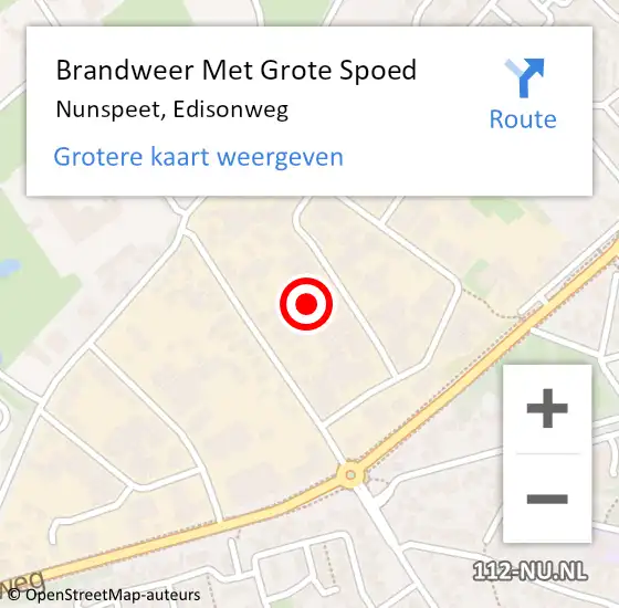 Locatie op kaart van de 112 melding: Brandweer Met Grote Spoed Naar Nunspeet, Edisonweg op 13 augustus 2023 14:48