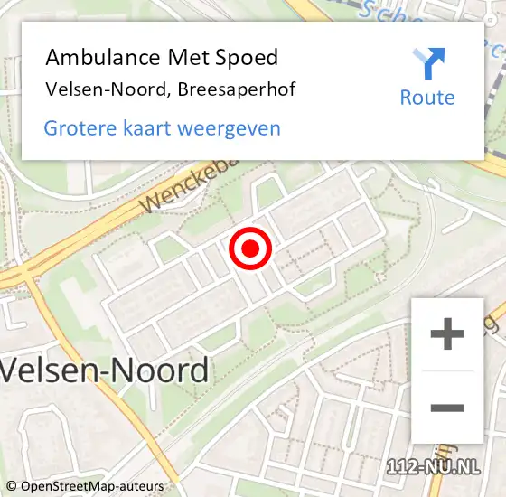 Locatie op kaart van de 112 melding: Ambulance Met Spoed Naar Velsen-Noord, Breesaperhof op 13 augustus 2023 14:57