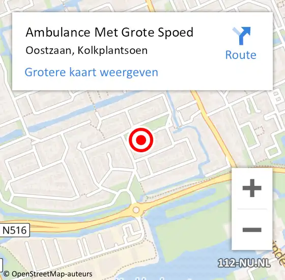 Locatie op kaart van de 112 melding: Ambulance Met Grote Spoed Naar Oostzaan, Kolkplantsoen op 13 augustus 2023 15:07