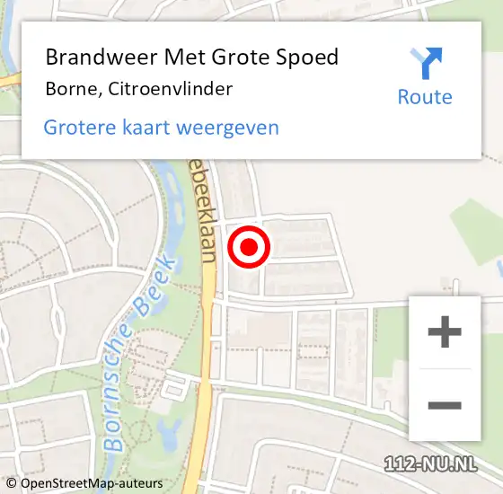 Locatie op kaart van de 112 melding: Brandweer Met Grote Spoed Naar Borne, Citroenvlinder op 13 augustus 2023 15:57