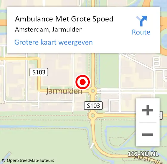 Locatie op kaart van de 112 melding: Ambulance Met Grote Spoed Naar Amsterdam, Jarmuiden op 13 augustus 2023 16:02