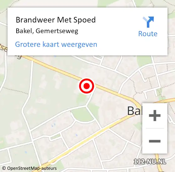 Locatie op kaart van de 112 melding: Brandweer Met Spoed Naar Bakel, Gemertseweg op 13 augustus 2023 16:24