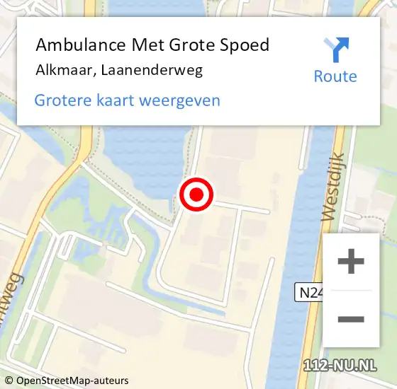 Locatie op kaart van de 112 melding: Ambulance Met Grote Spoed Naar Alkmaar, Laanenderweg op 13 augustus 2023 17:20