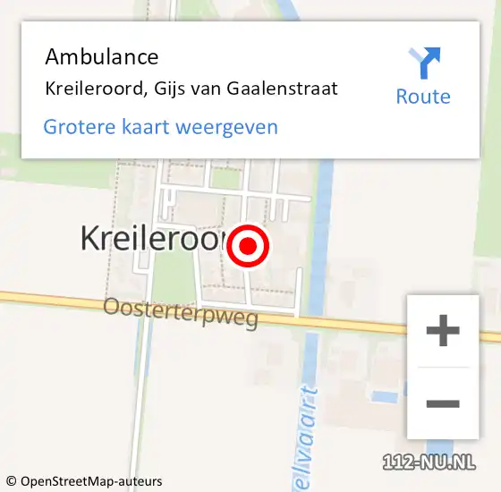 Locatie op kaart van de 112 melding: Ambulance Kreileroord, Gijs van Gaalenstraat op 13 augustus 2023 18:10
