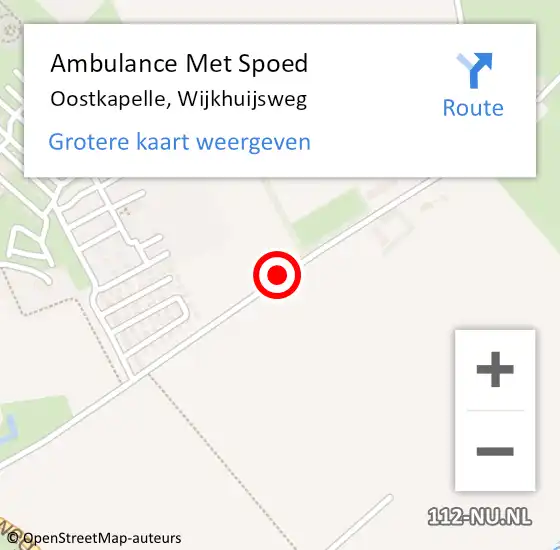 Locatie op kaart van de 112 melding: Ambulance Met Spoed Naar Oostkapelle, Wijkhuijsweg op 4 september 2014 16:52