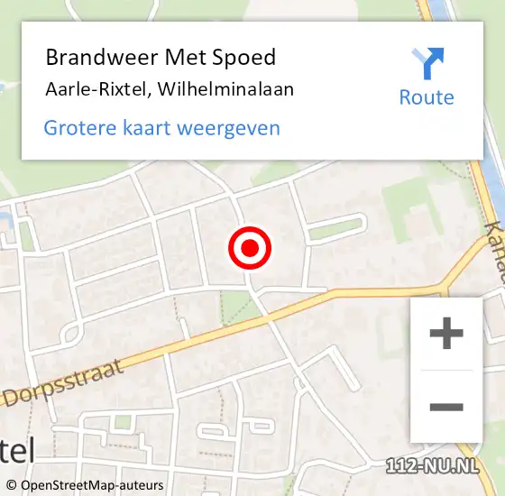 Locatie op kaart van de 112 melding: Brandweer Met Spoed Naar Aarle-Rixtel, Wilhelminalaan op 13 augustus 2023 18:25
