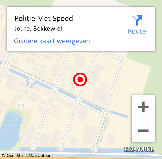 Locatie op kaart van de 112 melding: Politie Met Spoed Naar Joure, Bokkewiel op 13 augustus 2023 18:45