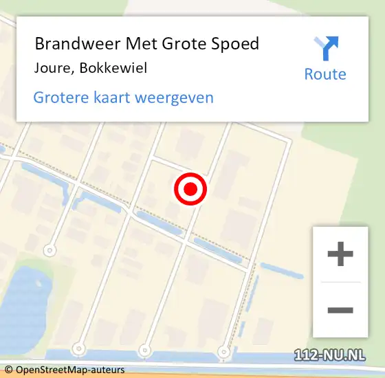 Locatie op kaart van de 112 melding: Brandweer Met Grote Spoed Naar Joure, Bokkewiel op 13 augustus 2023 18:46