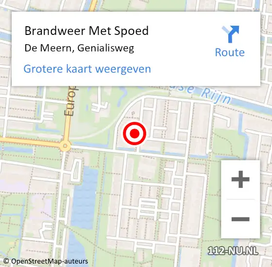 Locatie op kaart van de 112 melding: Brandweer Met Spoed Naar De Meern, Genialisweg op 13 augustus 2023 18:47