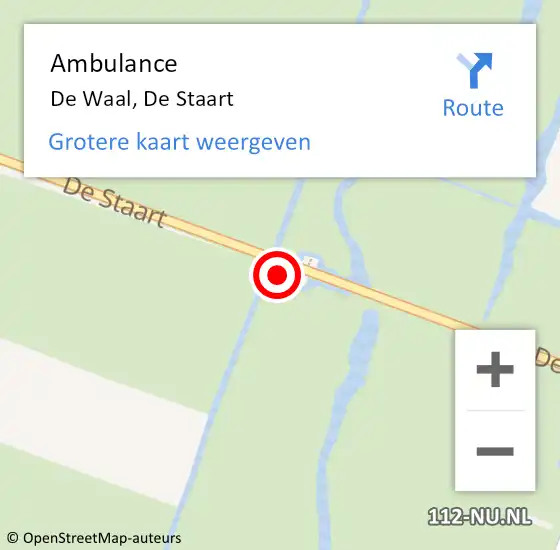 Locatie op kaart van de 112 melding: Ambulance De Waal, De Staart op 13 augustus 2023 18:59