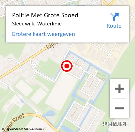 Locatie op kaart van de 112 melding: Politie Met Grote Spoed Naar Sleeuwijk, Waterlinie op 13 augustus 2023 19:07