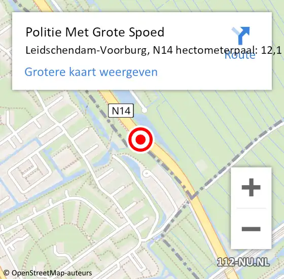 Locatie op kaart van de 112 melding: Politie Met Grote Spoed Naar Leidschendam-Voorburg, N14 hectometerpaal: 12,1 op 13 augustus 2023 19:09