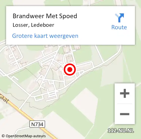 Locatie op kaart van de 112 melding: Brandweer Met Spoed Naar Losser, Ledeboer op 13 augustus 2023 19:39