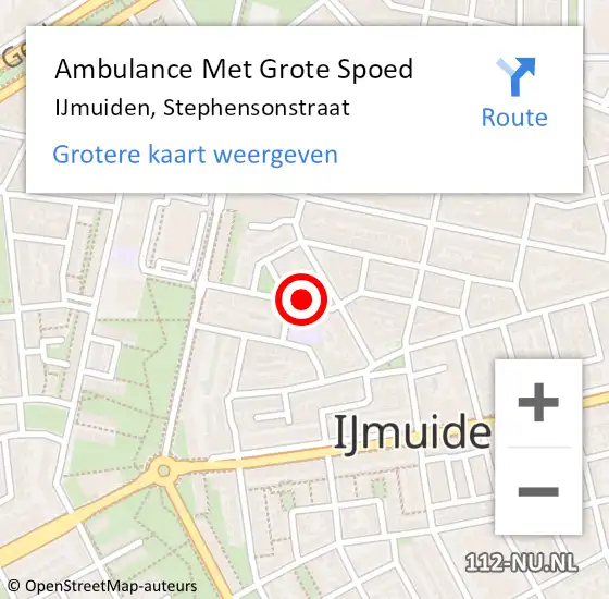 Locatie op kaart van de 112 melding: Ambulance Met Grote Spoed Naar IJmuiden, Stephensonstraat op 13 augustus 2023 19:47