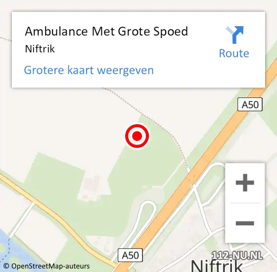 Locatie op kaart van de 112 melding: Ambulance Met Grote Spoed Naar Niftrik op 13 augustus 2023 20:06