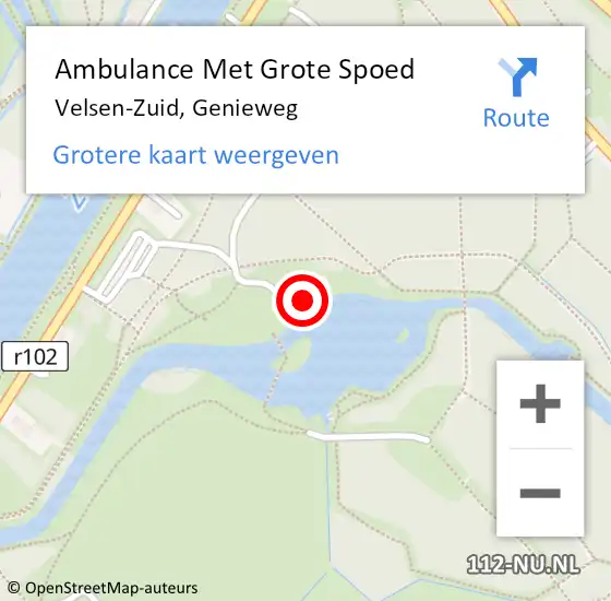Locatie op kaart van de 112 melding: Ambulance Met Grote Spoed Naar Velsen-Zuid, Genieweg op 13 augustus 2023 21:15