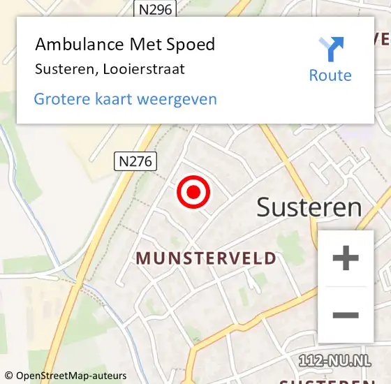 Locatie op kaart van de 112 melding: Ambulance Met Spoed Naar Susteren, Looierstraat op 13 augustus 2023 21:51